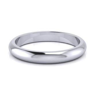 18K White Gold 3MM Ladies and Mens Wedding Band, Size 3, Free Engraving