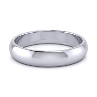 18K White Gold 4MM Ladies and Mens Wedding Band, Size 13