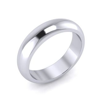 10K White Gold 5MM Ladies and Mens Wedding Band, Size 14