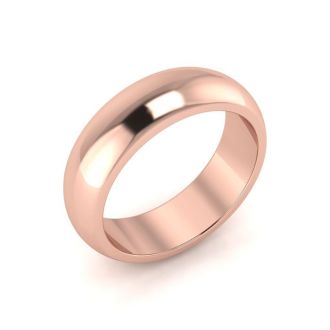 10K Rose Gold 6MM Ladies and Mens Wedding Band, Size 15, Free Engraving