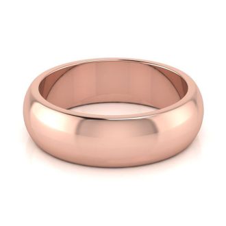 14K Rose Gold 6MM Ladies and Mens Wedding Band, Size 7, Free Engraving