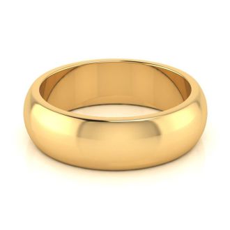 14K Yellow Gold 6MM Ladies and Mens Wedding Band, Size 5, Free Engraving