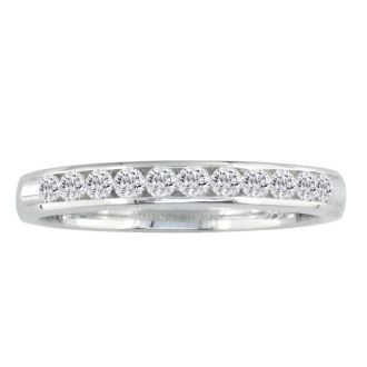1 Carat Diamond Wedding Band In 14 Karat White Gold