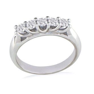 1 Carat Five Diamond Wedding Band In 14 Karat White Gold