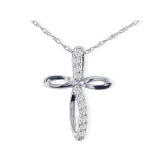 .12ct Cross Style Journey Diamond Pendant in 10k White Gold