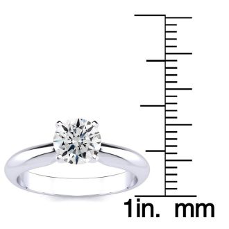 Round Engagement Rings, 1 Carat Round Diamond Solitaire Ring Crafted In 14K White Gold
