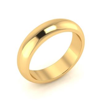 14K Yellow Gold 5MM Heavy Comfort Fit Ladies and Mens Wedding Band, Size 7.5