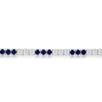 5 Carat Sapphire and Diamond Bracelet In 14 Karat White Gold