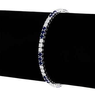 5 Carat Sapphire and Diamond Bracelet In 14 Karat White Gold