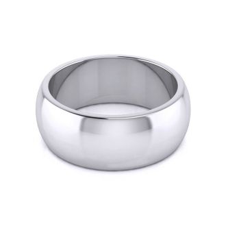 18K White Gold 8MM Heavy Comfort Fit Ladies and Mens Wedding Band, Size 5