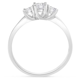 1/2ct Princess Three Diamond Ring in 14k White Gold, I/J, SI2/SI3