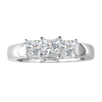 3/4ct Princess Three Diamond Ring in 14k White Gold, G/H, SI1