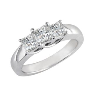 3/4ct Princess Three Diamond Ring in 14k White Gold, G/H, SI1