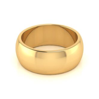 18K Yellow Gold 8MM Heavy Comfort Fit Ladies and Mens Wedding Band, Size 9.5