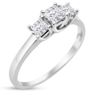 1.50ct Princess Three Diamond Ring in Platinum G-H Color SI1 Clarity