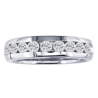 1 Carat Diamond Wedding Band In 14 Karat White Gold