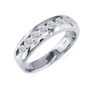 1 Carat Diamond Wedding Band In 14 Karat White Gold