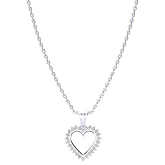  1/2ct Diamond Heart Pendant in White Gold
