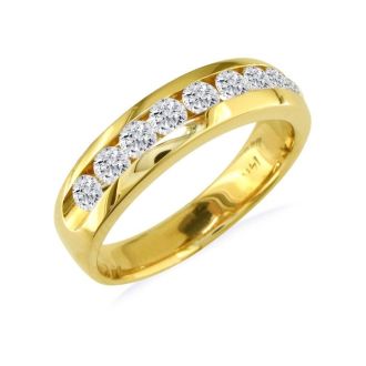1 Carat Diamond Wedding Band In 14 Karat Yellow Gold