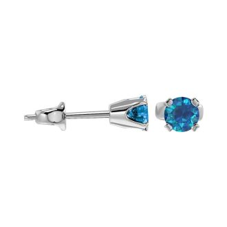 1/4 Carat Blue Diamond Stud Earrings In White Gold