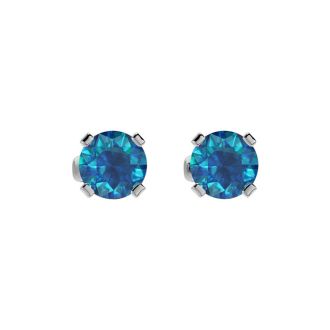 1/2 Carat Blue Diamond Stud Earrings In 14 Karat White Gold