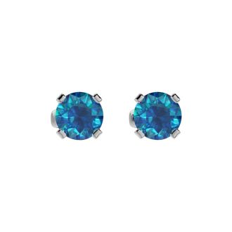 1/2 Carat Blue Diamond Stud Earrings In White Gold