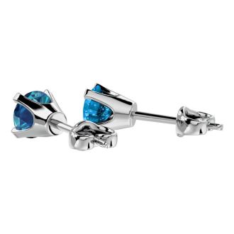 1/2 Carat Blue Diamond Stud Earrings In White Gold
