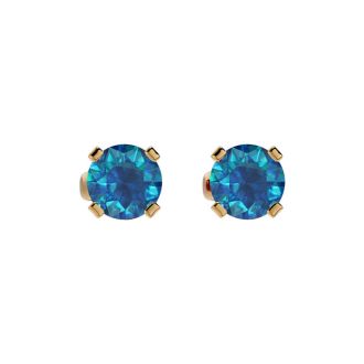 1/2 Carat Blue Diamond Stud Earrings In 14 Karat Yellow Gold