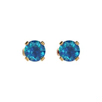 1/2 Carat Blue Diamond Stud Earrings In Yellow Gold