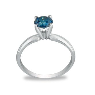 Cheap Engagement Rings, 1/4 Carat Blue Diamond Ring in 14K White Gold