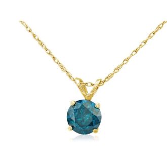 1/8ct Blue Diamond Pendant in 14k Yellow Gold