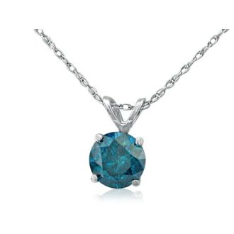 1/4ct Blue Diamond Pendant in 14K White Gold