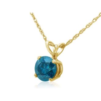 1/4ct Blue Diamond Pendant in 14K Yellow Gold