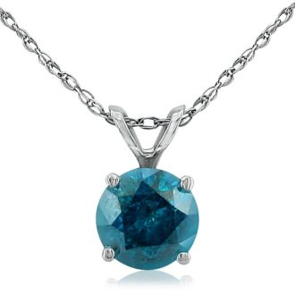 1CT Blue Diamond Pendant in 14k White Gold, CRAZY  DEAL!