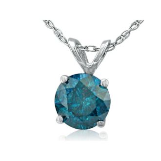 1CT Blue Diamond Pendant in 14k White Gold, CRAZY  DEAL!