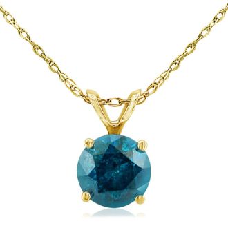 3/4ct Blue Diamond Pendant in 14K Yellow Gold