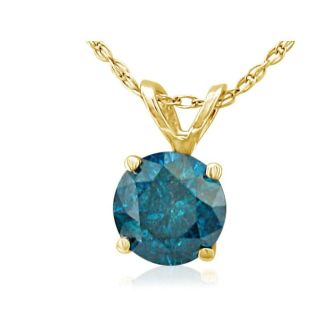 3/4ct Blue Diamond Pendant in 14K Yellow Gold