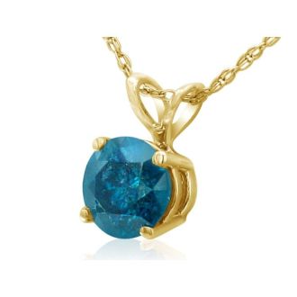 3/4ct Blue Diamond Pendant in 14K Yellow Gold