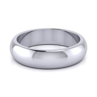 14K White Gold 5MM Heavy Ladies and Mens Wedding Band, Size 4.5