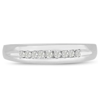 1/8ct Heavy Diamond Wedding Band in 14k White Gold
