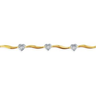 Previously Owned 1/10ct Heart Diamond Bracelet in 10K Yellow Gold