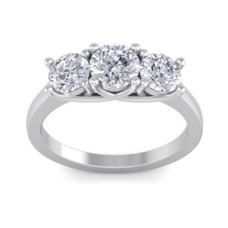 Incredible 2.15 Carat Three Colorless Diamond Ring in 14K White Gold.  Spectacular Deal!