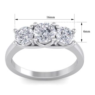 Incredible 2.15 Carat Three Colorless Diamond Ring in 14K White Gold.  Spectacular Deal!