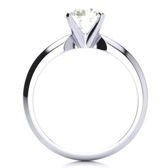 Round Engagement Rings, 1 1/2 Carat Round Diamond Solitaire Ring Crafted In 14K White Gold