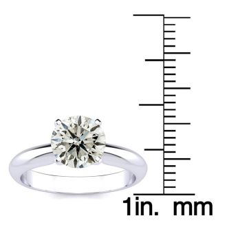 Round Engagement Rings, 1 1/2 Carat Round Diamond Solitaire Ring Crafted In 14K White Gold
