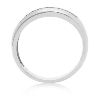 1/4ct Round Diamond Heavy Mens Wedding Band in 14k White Gold