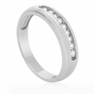 1/4ct Round Diamond Heavy Mens Wedding Band in 14k White Gold