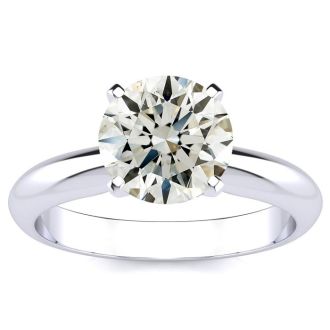 Round Engagement Rings, 2 Carat Round Diamond Solitaire Ring Crafted In 14K White Gold
