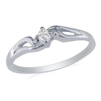 Pretty Bypass Open Shank 10k White Gold Diamond Promise Ring