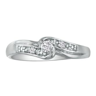 1/10ct Diamond Promise Ring with Thick Band in 10k White Gold